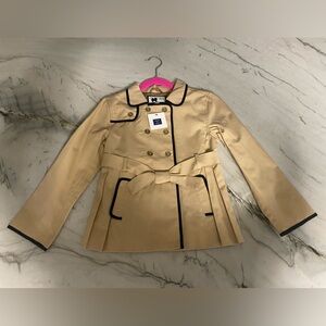 Janie and Jack bow Tan Double-Breasted Jacket wirh tag size 5-6